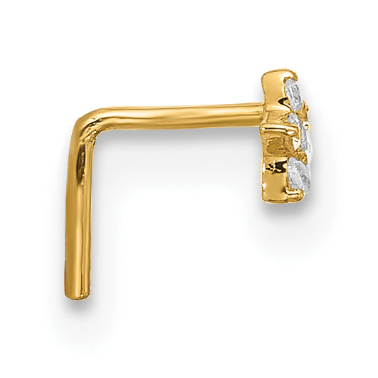 14K Yellow Gold 22 Gauge Cz Star Nose Stud