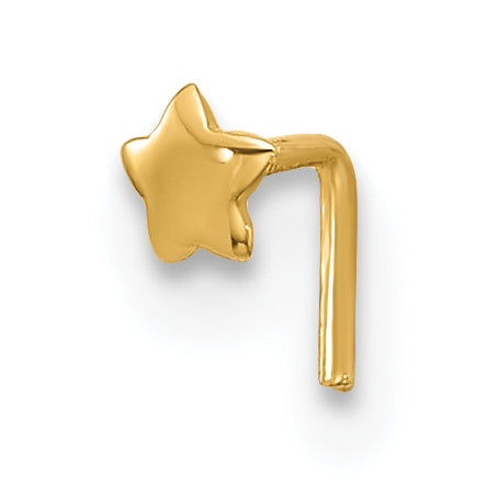 14K Yellow Gold 22 Gauge Polished Star Nose Stud