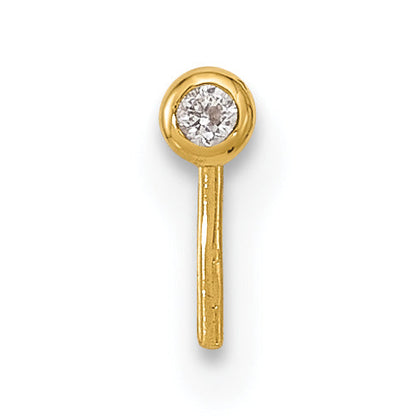 14K Yellow Gold 23 Gauge 2.2mm Cz Nose Stud