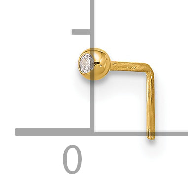 14K Yellow Gold 23 Gauge 2.2mm Cz Nose Stud