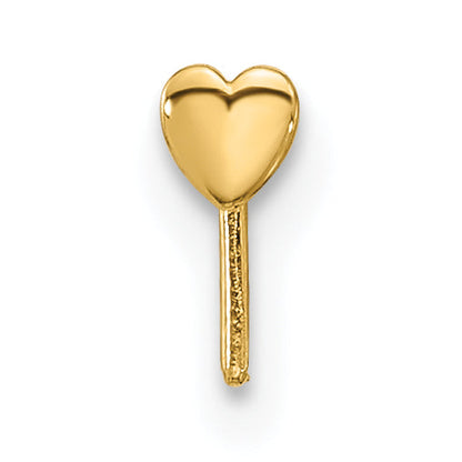 14K Yellow Gold 22 Gauge Polished Heart Nose Stud
