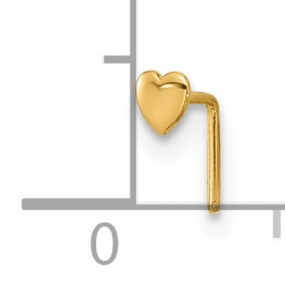 14K Yellow Gold 22 Gauge Polished Heart Nose Stud