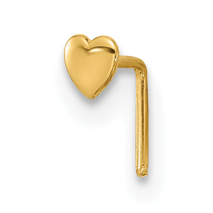 14K Yellow Gold 22 Gauge Polished Heart Nose Stud
