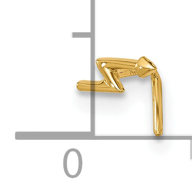 14K Yellow Gold 22 Gauge Lightning Bolt Nose Stud