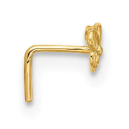 14K Yellow Gold 23 Gauge Cz Butterfly Nose Stud