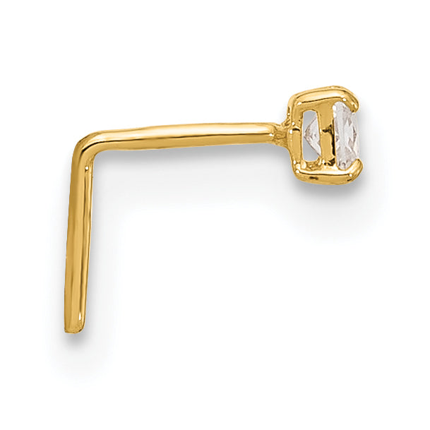 14K Yellow Gold 22 Gauge 2.5mm Square Cz Nose Stud
