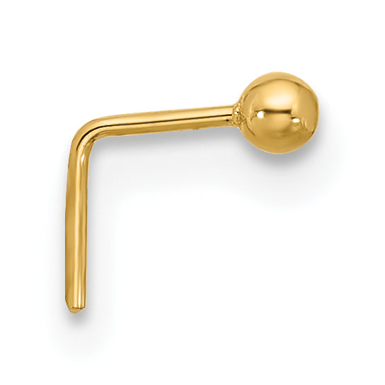 14K Yellow Gold 22 Gauge Polished 2mm Ball Nose Stud