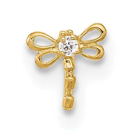 14K Yellow Gold 22 Gauge Cz Butterfly Nose Stud