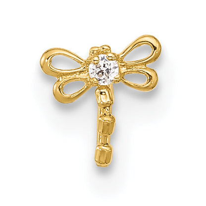 14K Yellow Gold 22 Gauge Cz Butterfly Nose Stud