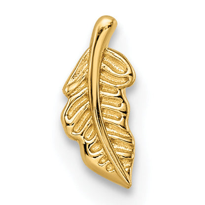 14K Yellow Gold 16 Gauge Leaf Labret Stud