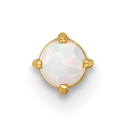 14K Yellow Gold 16 Gauge Created Opal Labret Stud