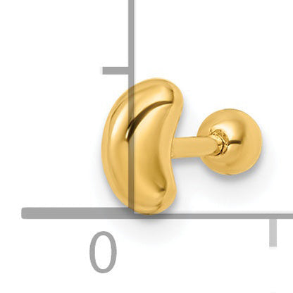 14K Yellow Gold 18 Gauge Crescent Moon Labret Stud