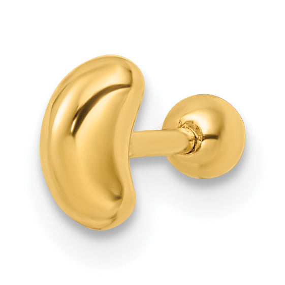 14K Yellow Gold 18 Gauge Crescent Moon Labret Stud