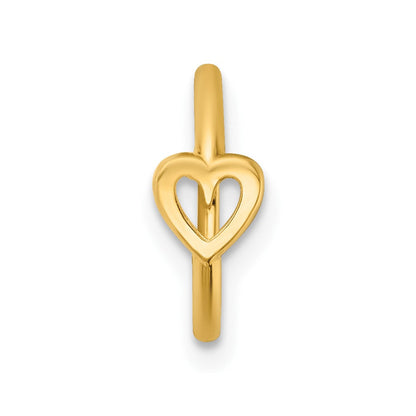 14K Yellow Gold Polished Open Heart 10.0mm Hinged Cartilage Ring