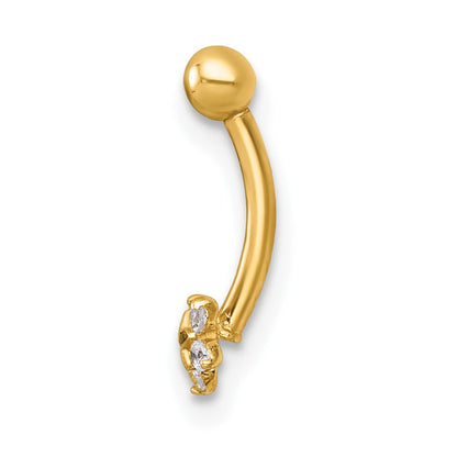 14K Yellow Gold Polished and Diamond-Cut CZ Flower Eyebrow Ring