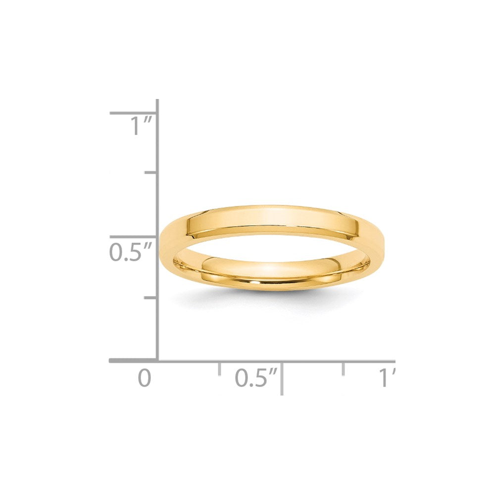 18k Yellow Gold 3mm Beveled Edge Comfort Fit Wedding Band Ring