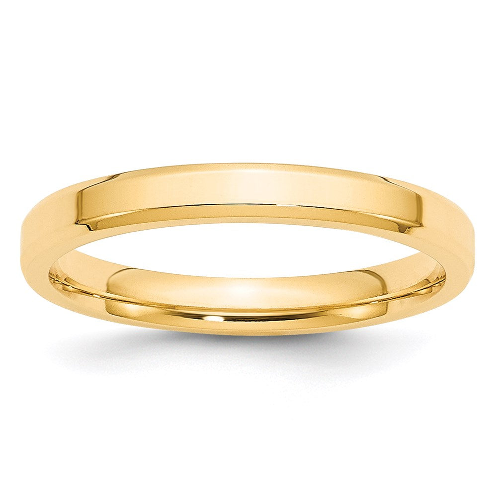 18k Yellow Gold 3mm Beveled Edge Comfort Fit Wedding Band Ring