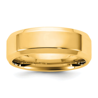10K Yellow Gold 10Ky 6.5mm Bevel Edge Comfort Fit Band Size 14