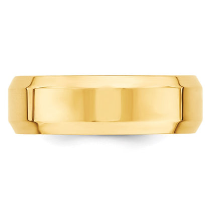 Solid 18K Yellow Gold 7mm Bevel Edge Comfort Fit Men's/Women's Wedding Band Ring Size 13.5