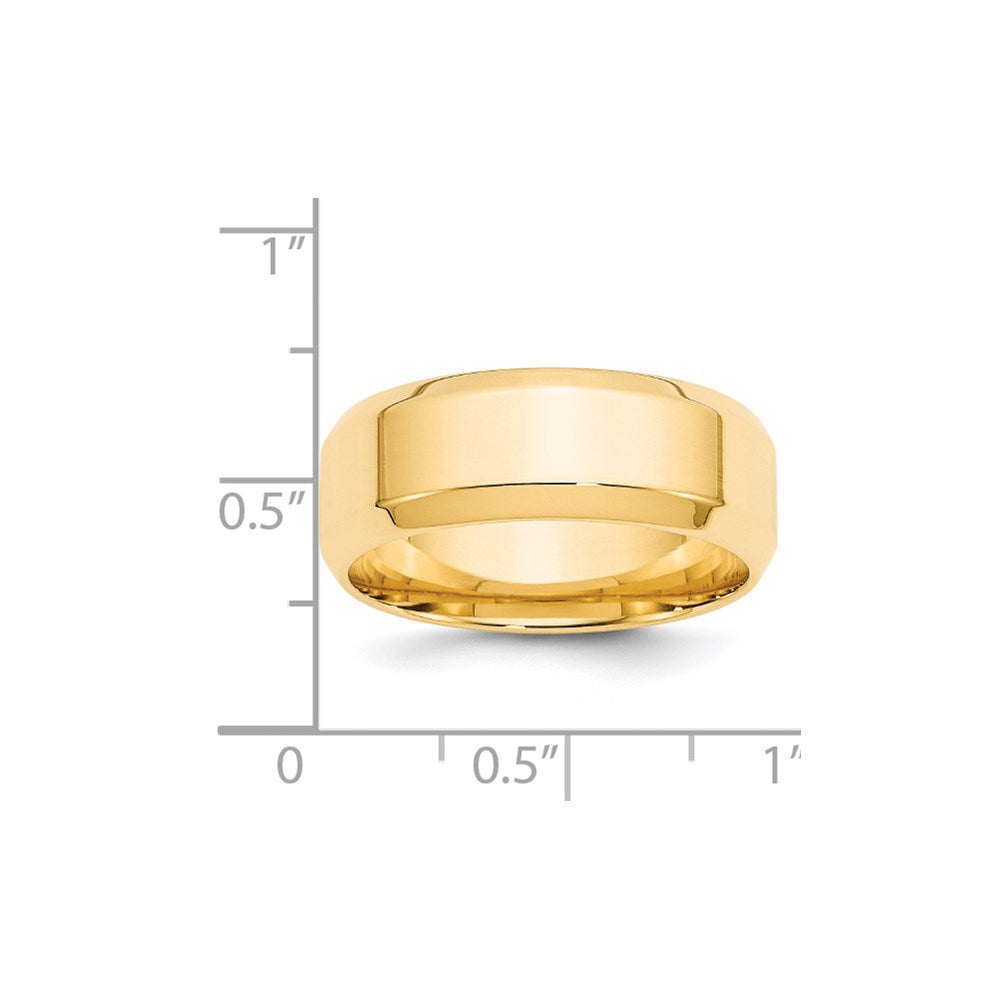 18k Yellow Gold 8mm Beveled Edge Comfort Fit Wedding Band Ring