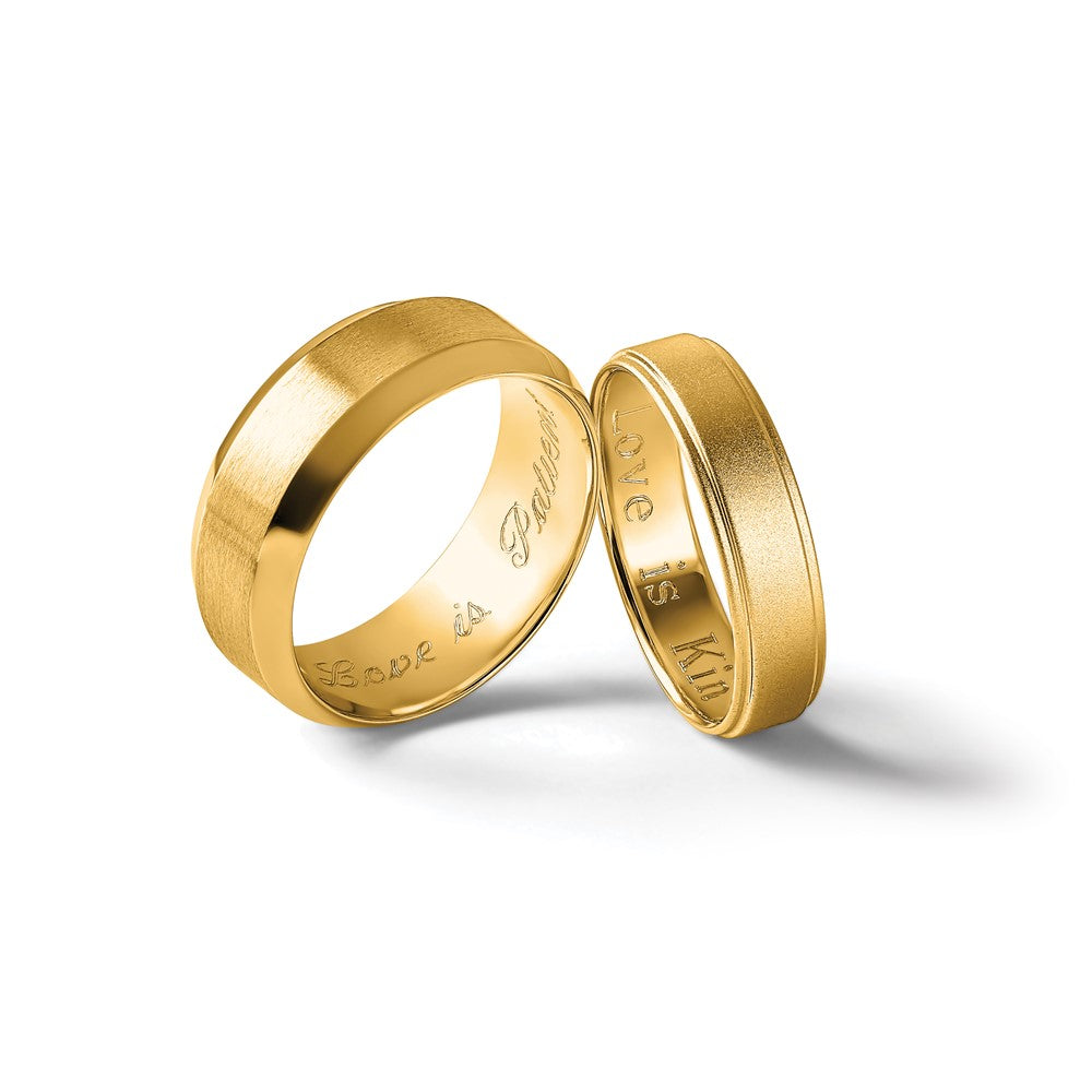 14k Yellow Gold 8mm Beveled Edge Comfort Fit Wedding Band Ring