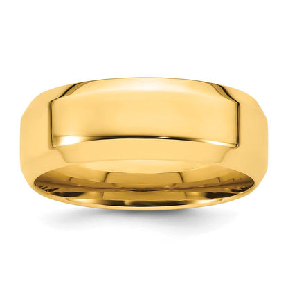 18k Yellow Gold 8mm Beveled Edge Comfort Fit Wedding Band Ring
