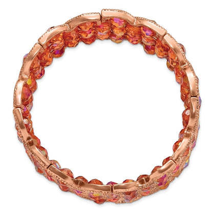 Fashion 1928 Copper-Tone Copper Acrylic Beads Stretch Bracelet