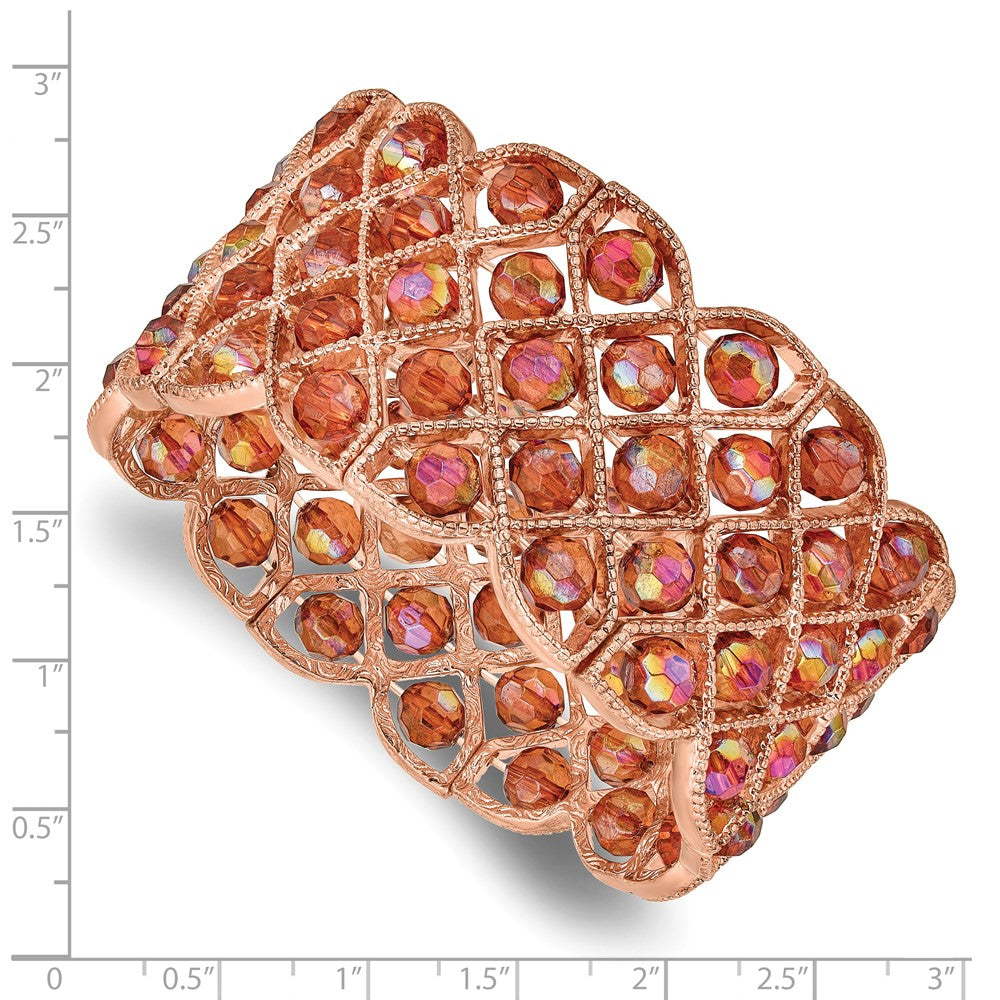 Fashion 1928 Copper-Tone Copper Acrylic Beads Stretch Bracelet