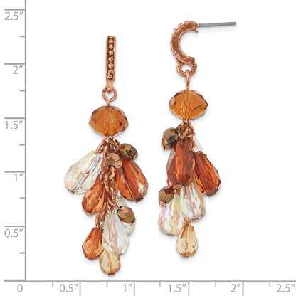 Fashion 1928 Jewelry Copper-Tone Multicolor Brown Hues Faceted Acrylic Beads Cluster Dangle Post Earrings