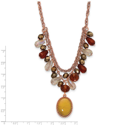 Fashion 1928 Jewelry Copper-Tone Multicolor Faceted Acrylic Beads And Mother Of Pearl Pendant 16 Inch Necklace With 3 Extension