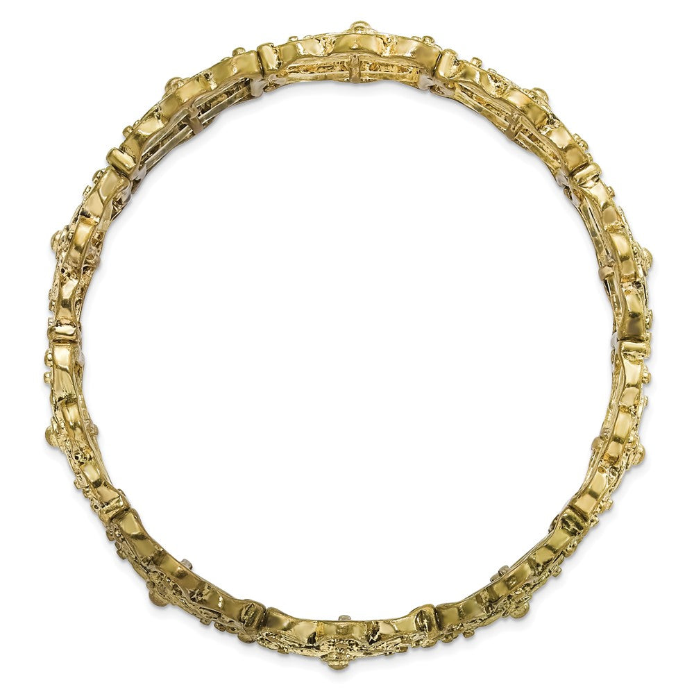 Fashion 1928 Jewelry Brass-Tone Filigree Links Stretch Bracelet