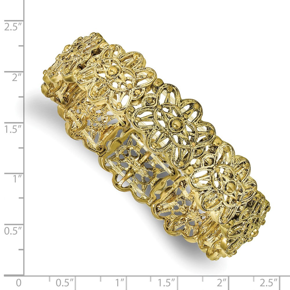 Fashion 1928 Jewelry Brass-Tone Filigree Links Stretch Bracelet