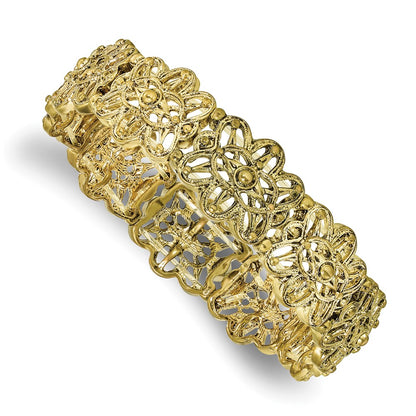 Fashion 1928 Jewelry Brass-Tone Filigree Links Stretch Bracelet
