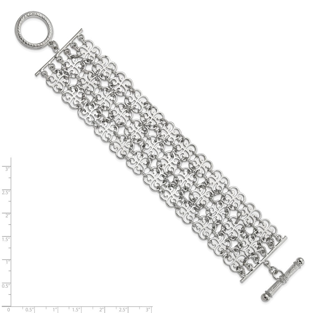 Fashion 1928 Jewelry Silver-Tone Fancy Floral Link 8 Inch Toggle Bracelet