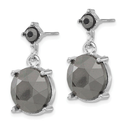 Fashion 1928 Jewelry Silver-Tone Hematite Acrylic Faceted Stones Dangle Post Earrings