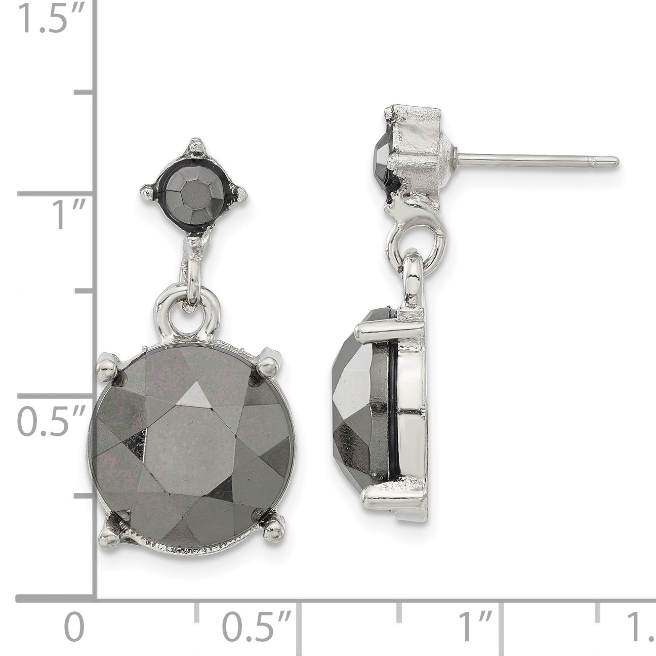 Fashion 1928 Jewelry Silver-Tone Hematite Acrylic Faceted Stones Dangle Post Earrings