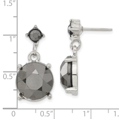Fashion 1928 Jewelry Silver-Tone Hematite Acrylic Faceted Stones Dangle Post Earrings