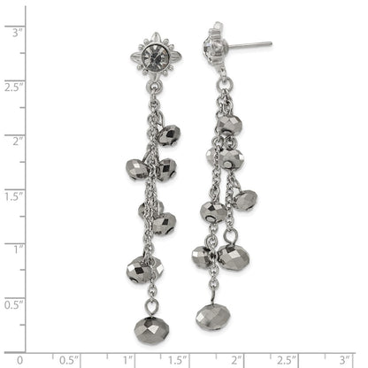 Fashion 1928 Jewelry Silver-Tone Hematite Glass Stone And Faceted Beads Cluster Long Dangle Post Earrings