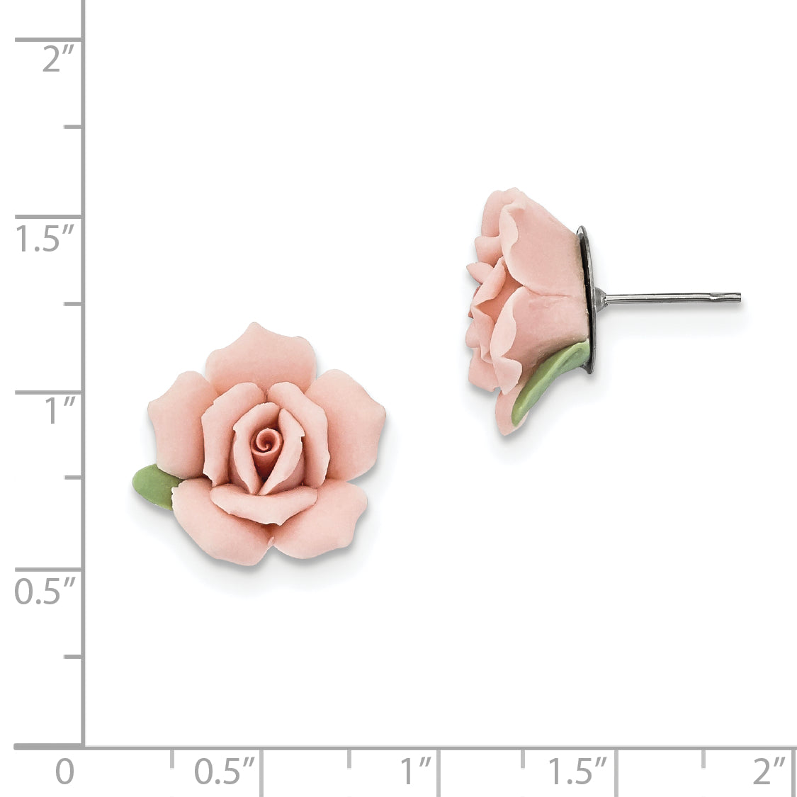Fashion 1928 Jewelry Pink Porcelain Rose Surgical Stainless Steel Post Earrings With Bullet-Clutch Back