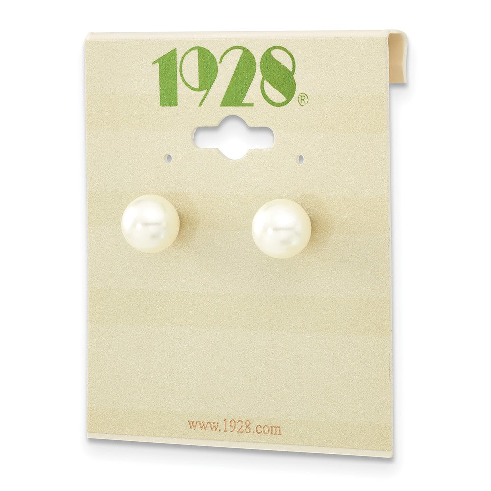 Fashion 1928 Jewelry Gold-Tone 8mm Ivory Imitation Pearl Post Stud Earrings