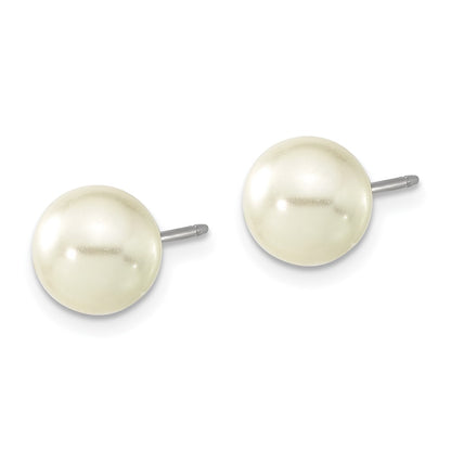 Fashion 1928 Jewelry Gold-Tone 8mm Ivory Imitation Pearl Post Stud Earrings