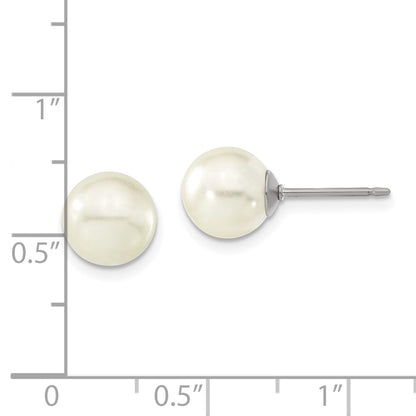 Fashion 1928 Jewelry Gold-Tone 8mm Ivory Imitation Pearl Post Stud Earrings