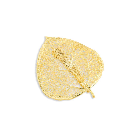 Fashion 24K Gold Dipped Real Aspen Leaf Gold-Tone Pin Brooch