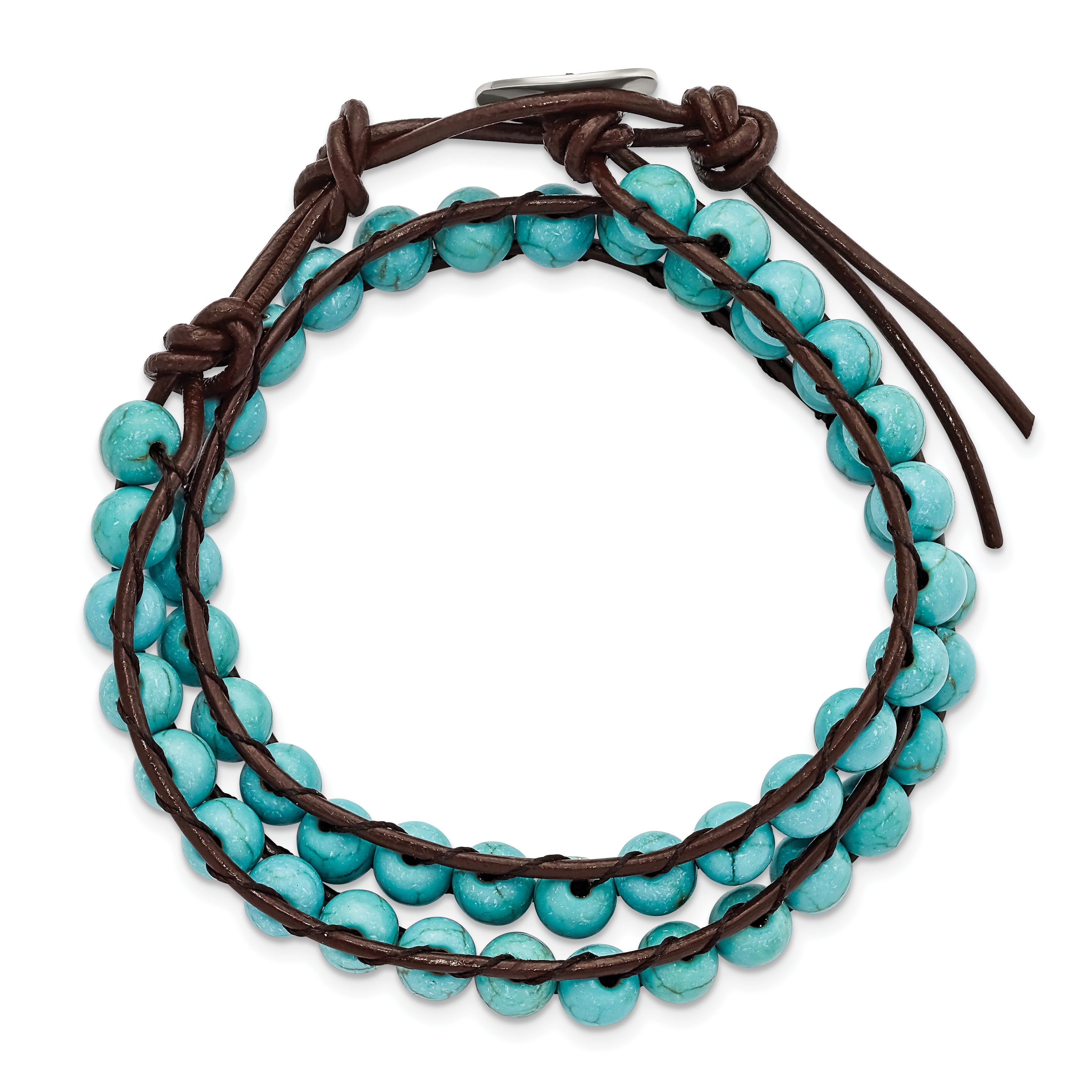 14 Inch 6mm Dyed Turquoise Leather Cord Multi Wrap Bracelet