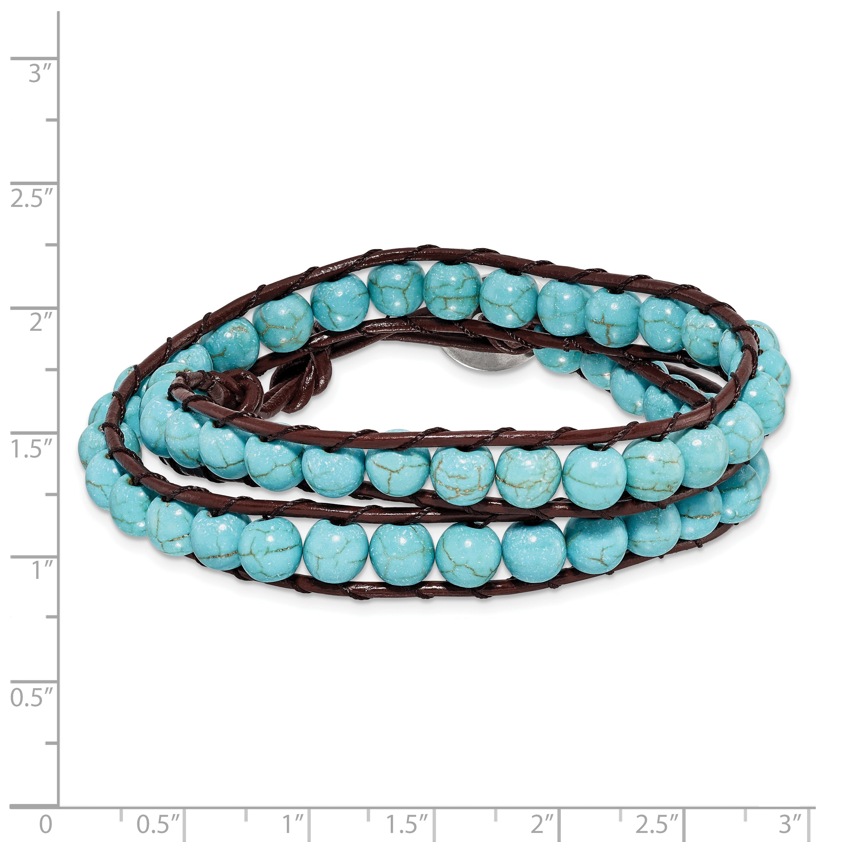 14 Inch 6mm Dyed Turquoise Leather Cord Multi Wrap Bracelet