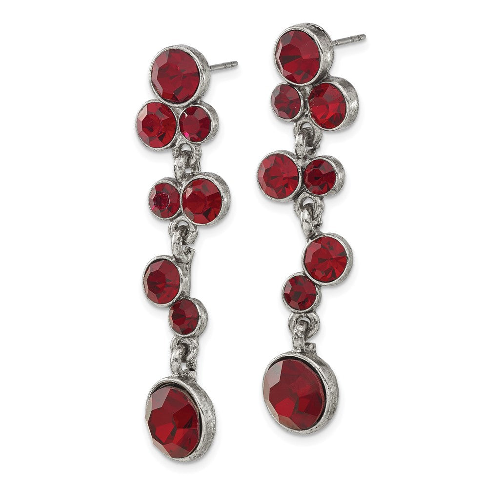 Fashion 1928 Jewelry Silver-Tone Red Epoxy Faceted Stone Dangle Post Earrings