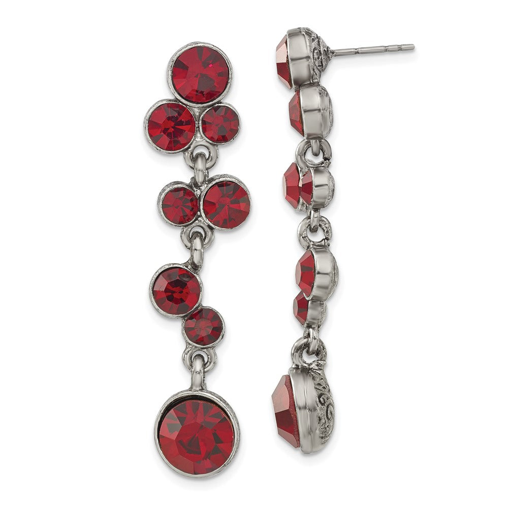 Fashion 1928 Jewelry Silver-Tone Red Epoxy Faceted Stone Dangle Post Earrings
