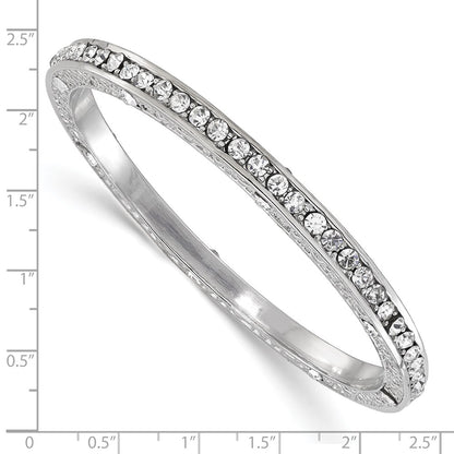 Fashion 1928 Jewelry Silver-Tone Clear Epoxy Stones Slip-On Bangle Bracelet