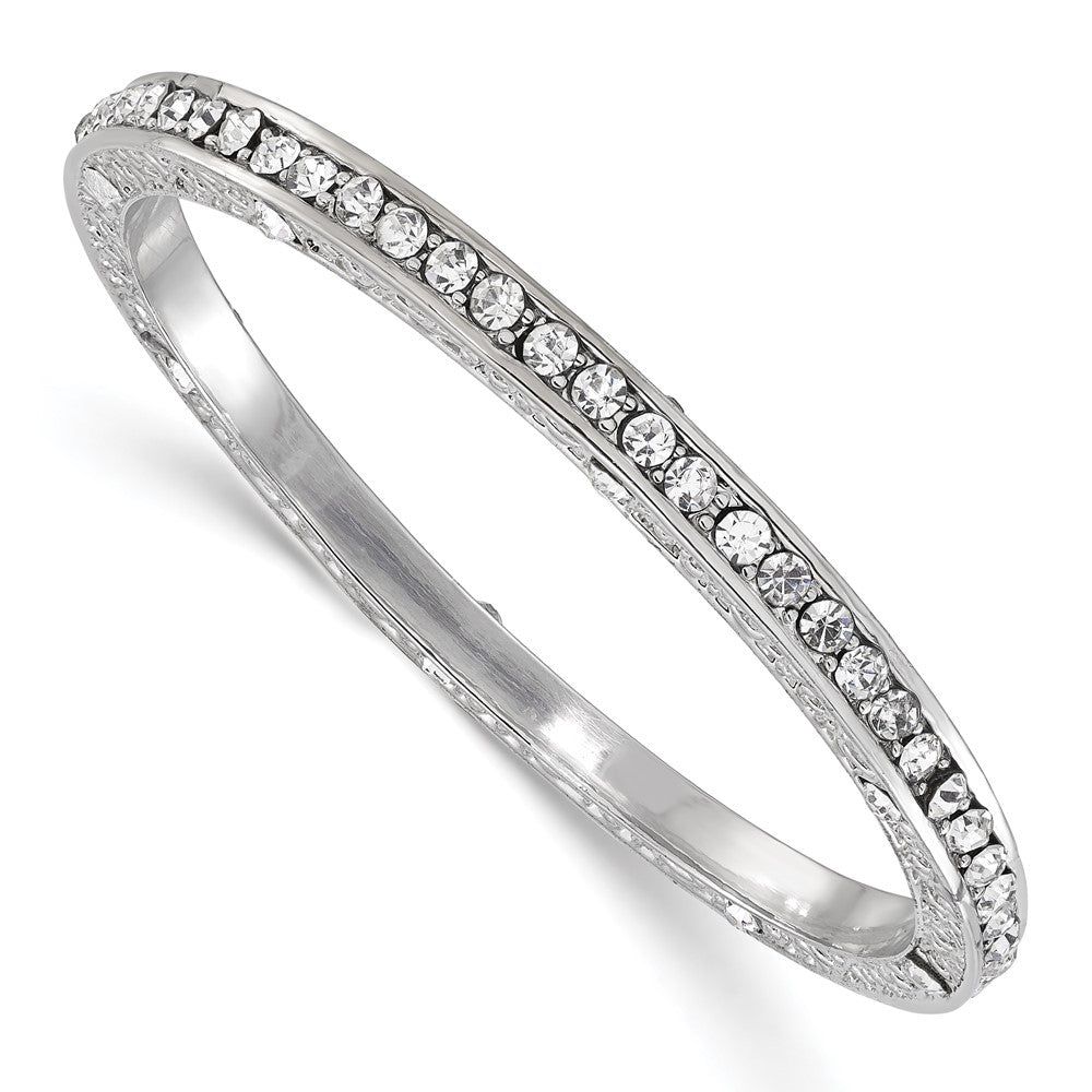 Fashion 1928 Jewelry Silver-Tone Clear Epoxy Stones Slip-On Bangle Bracelet