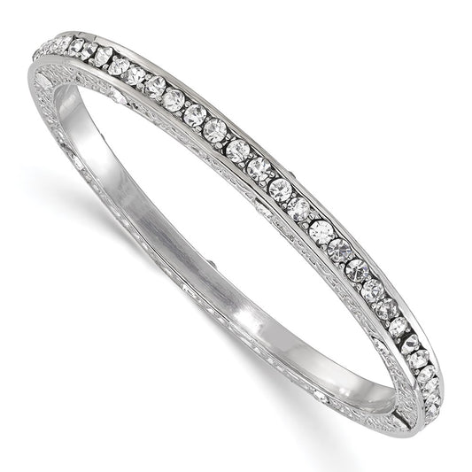 Fashion 1928 Jewelry Silver-Tone Clear Epoxy Stones Slip-On Bangle Bracelet